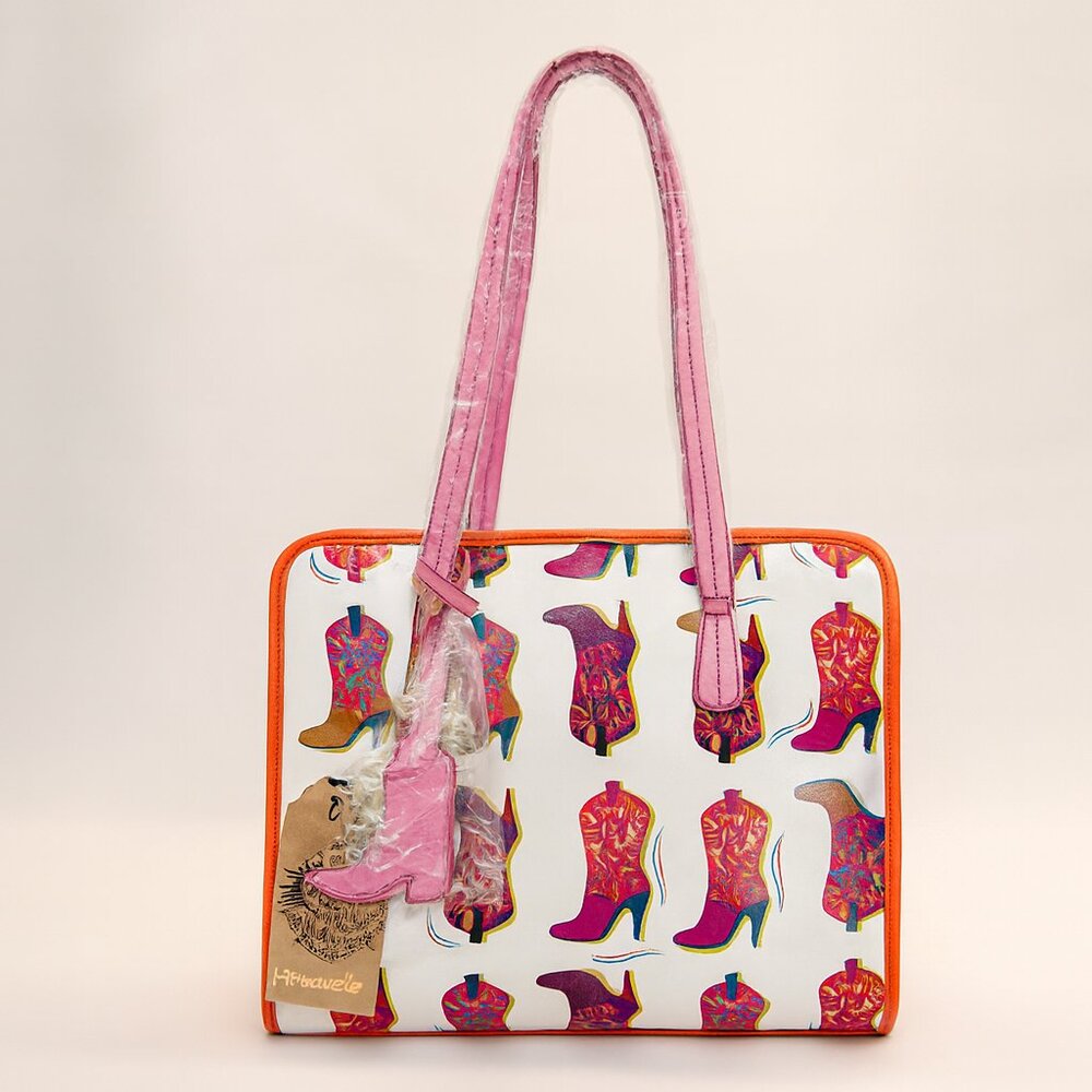 Pink and Orange Cowboy Boot Tote